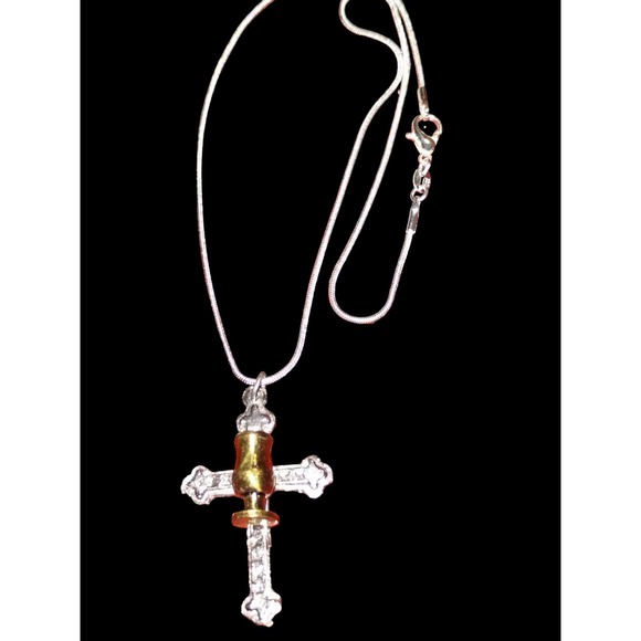 Exquisite sterling silver cross pendant necklace with chalice - Picture 1 of 2